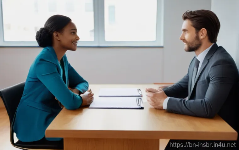 보험중개사로 성공한 사람들의 인터뷰 - **Prompt:** A warm, inviting professional setting with soft, natural lighting. A female insurance br...