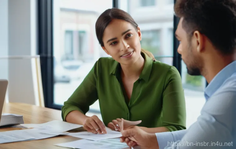 보험중개사 시험과 관련된 고객 만족도 관리 전략 - **Prompt:** A warm, inviting office scene where a friendly, professional female insurance broker, dr...