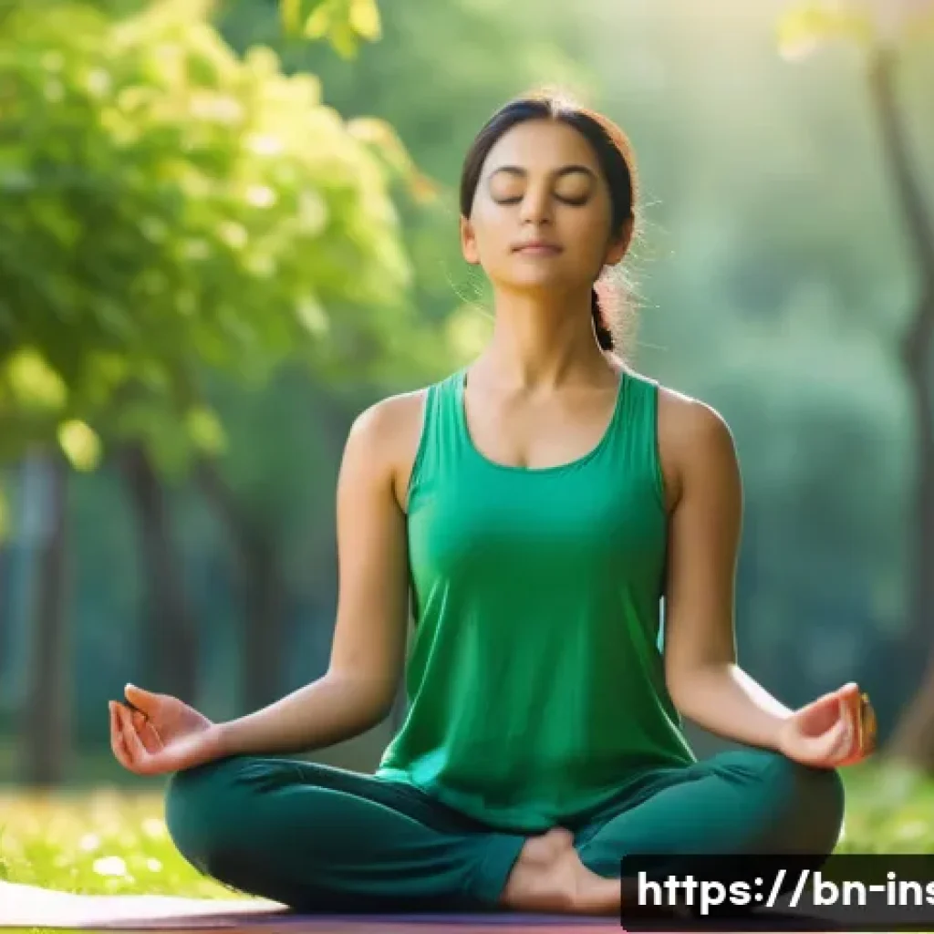 보험중개사 시험 준비 중 슬럼프 극복법 - **Prompt:** A serene young woman with dark hair, wearing a simple cotton kurta, is meditating in a l...