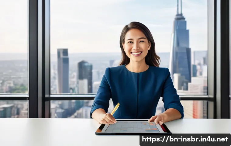보험중개사와 관련된 고객 관계 관리 성공 사례 분석 및 연구 - **Prompt**: A professional and confident female insurance agent in her late 30s, dressed in smart bu...