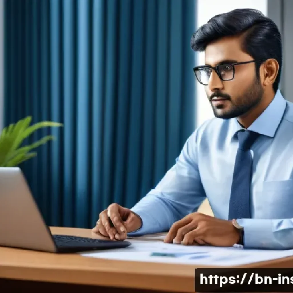 보험중개사 시험 이후 연봉 협상 사례 분석 - A professional Bengali insurance intermediary confidently negotiating salary in a modern office sett...