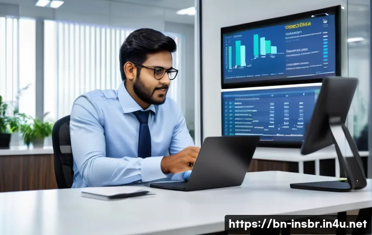 보험중개사와 재보험 산업 동향 - A modern digital insurance brokerage office scene in Bangladesh, featuring a young professional Beng...