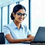 Home 21 보험중개사와 관련된 최신 보험 상품 성공 사례 연구 및 분석 - A professional Bengali insurance agent in a modern office environment, wearing formal attire and gla...