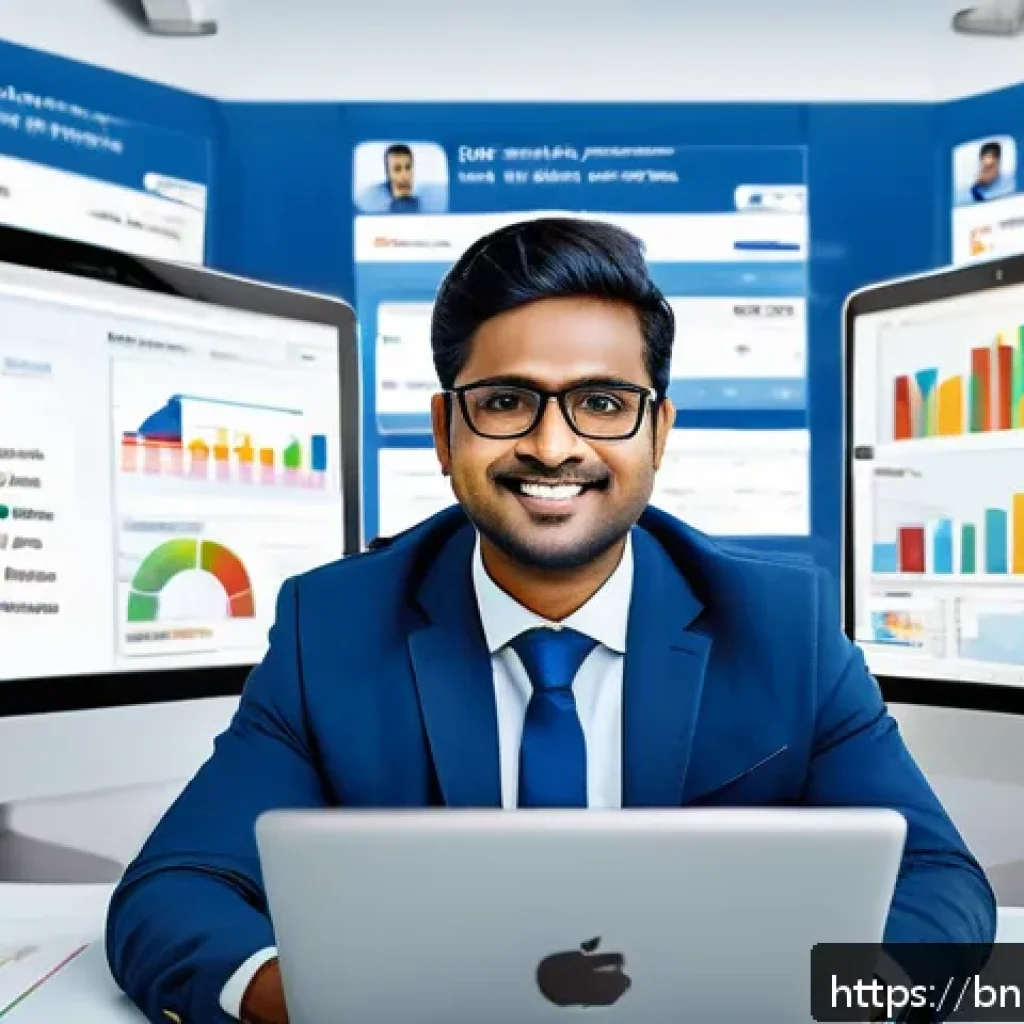 보험중개사로서의 커리어 피벗 사례 - A professional Bengali insurance agent working confidently at a modern digital workspace, engaging w...