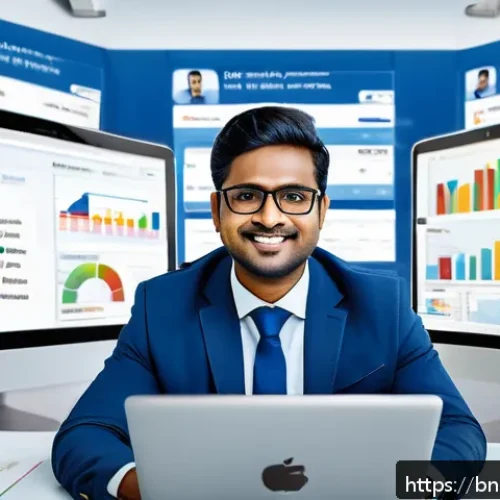 Home 31 보험중개사로서의 커리어 피벗 사례 - A professional Bengali insurance agent working confidently at a modern digital workspace, engaging w...