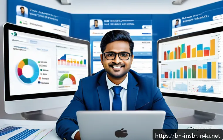 보험중개사로서의 커리어 피벗 사례 - A professional Bengali insurance agent working confidently at a modern digital workspace, engaging w...