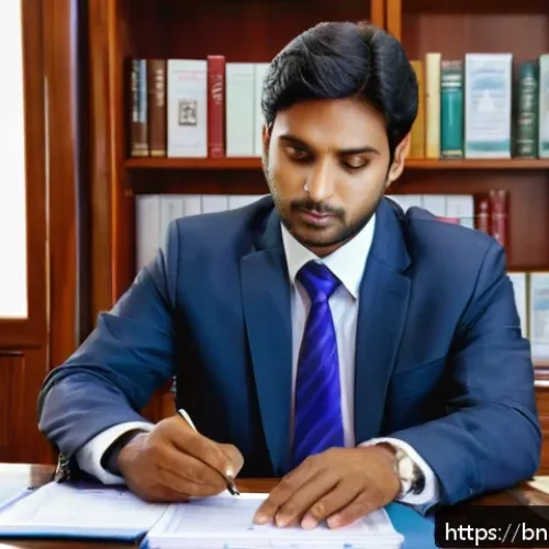 Home 17 보험중개사와 관련된 법적 분쟁 사례 - A professional insurance intermediary in a modern Bengali office setting, reviewing detailed legal c...
