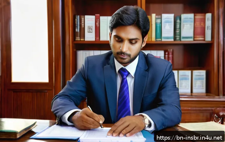 보험중개사와 관련된 법적 분쟁 사례 - A professional insurance intermediary in a modern Bengali office setting, reviewing detailed legal c...