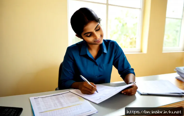 Home 17 보험중개사 시험 관련 최신 뉴스 - Photorealistic South Asian insurance exam candidate in a bright modern study room, carefully reviewi...