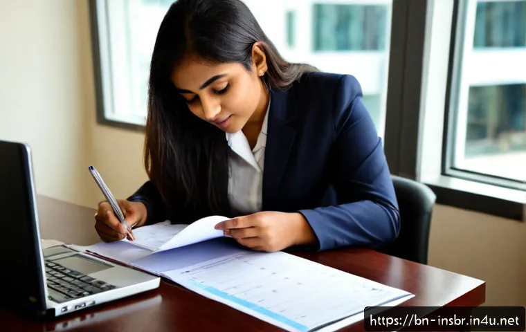 보험중개사 인턴십 경험 공유 - Photorealistic insurance brokerage internship scene in a modern Dhaka office, young Bengali intern i...